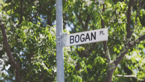 Bogan Pl. street sign. Photo: Jamila Toderas