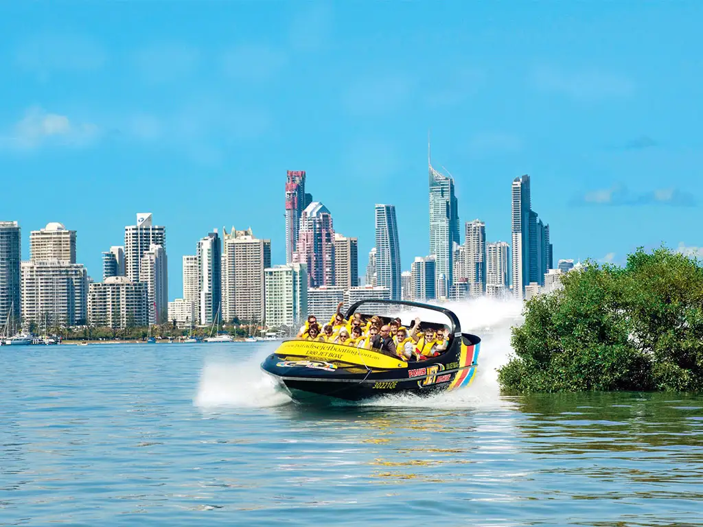 Broadwater Jet Boat Adventure Ride + 5min Helicopter Flight