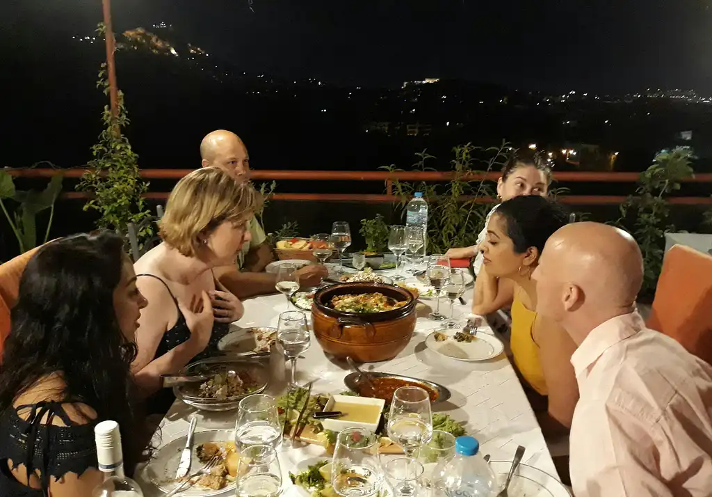 Greek Feast With An Acropolis View