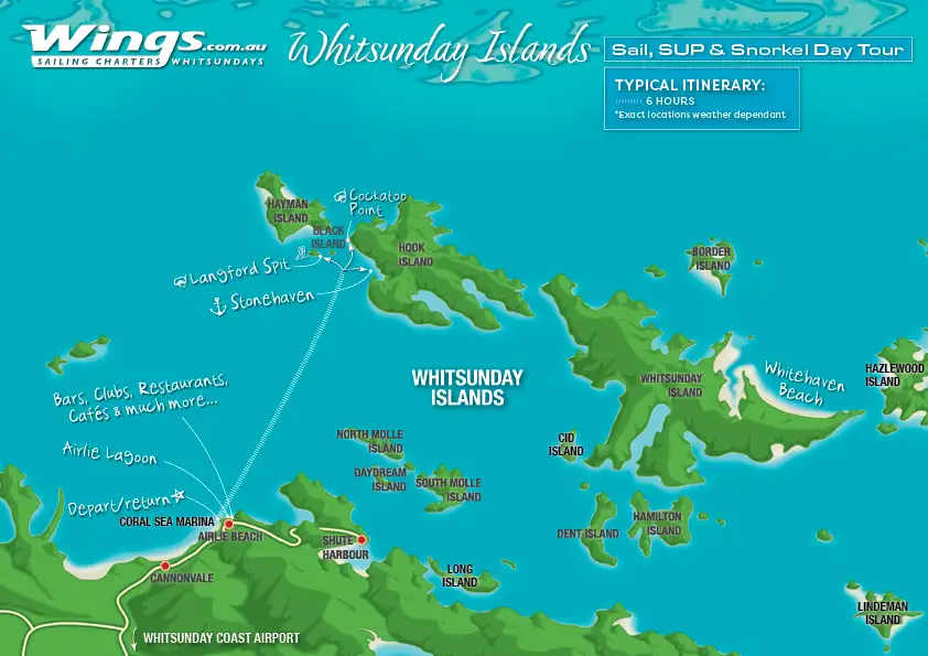 Whitsundays Islands Sail, SUP & Snorkel Day Tour