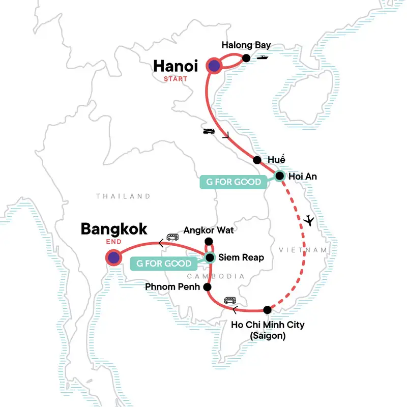 17 Day Essential Vietnam & Cambodia Tour - Hanoi to Bangkok | G Adventures