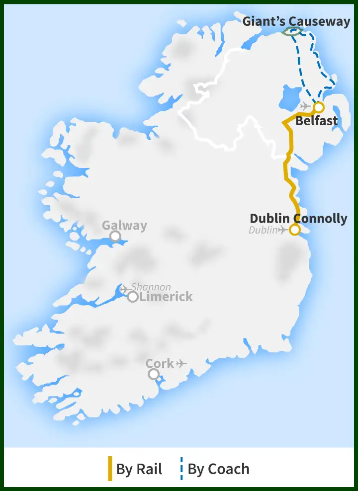 The Giant’s Causeway and the Glens of Antrim Rail Tour From Dublin